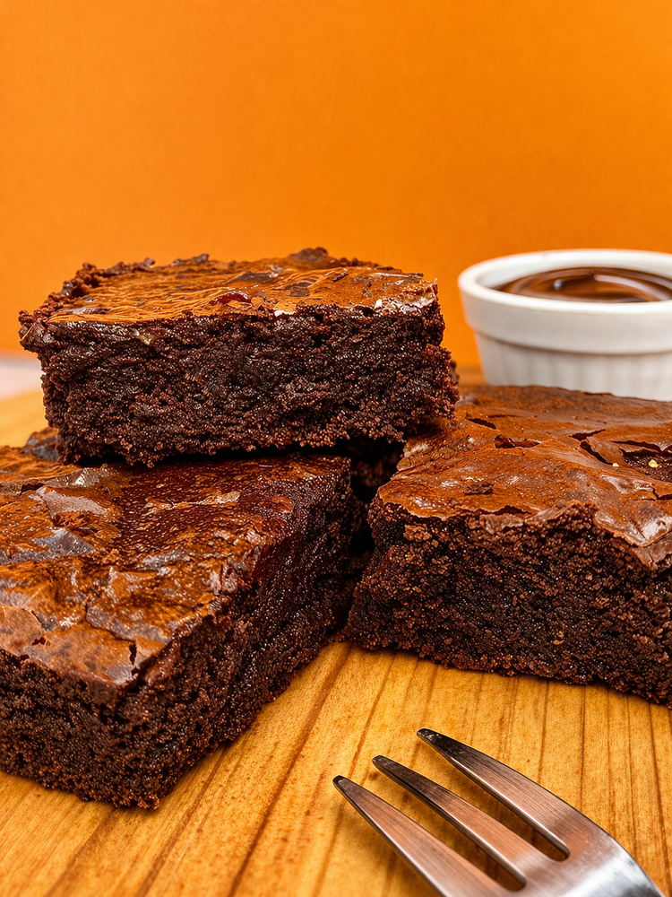 Brownies tradicionais sobre tábua